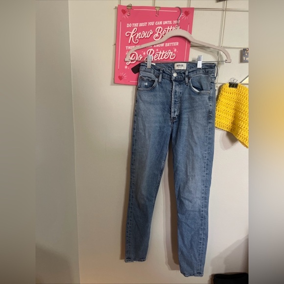 Agolde Jeans Womens 24 Denim Nico High Rise Slim Button Fly Organic Cotton Blend - Picture 2 of 5